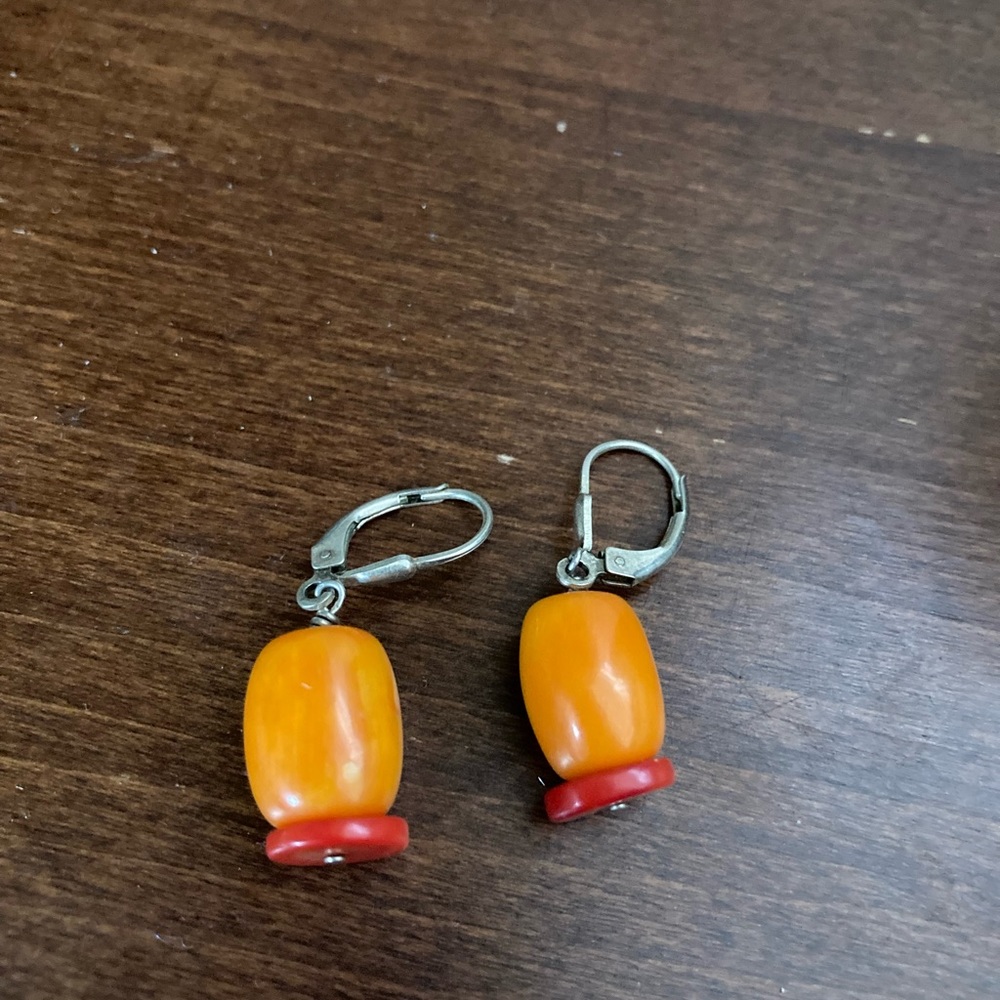 Red and Orange Stone earrings